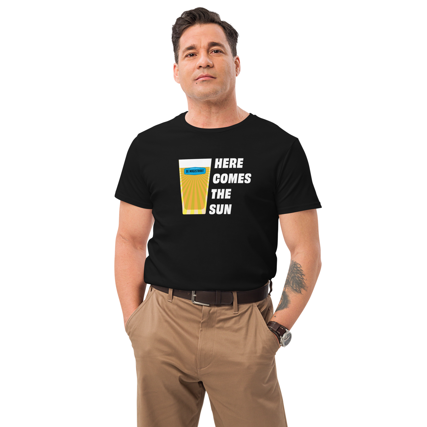 Here comes the sun, exclusief premium heren t-shirt